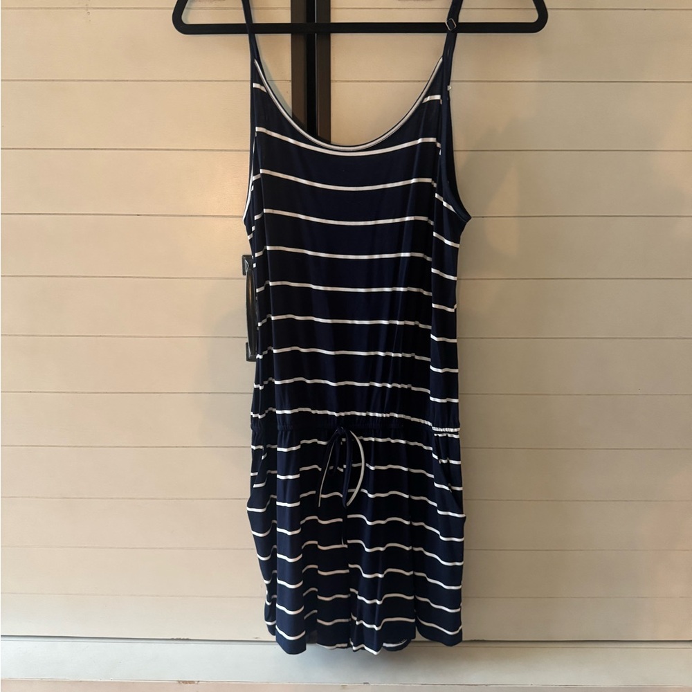 Chic Navy and White Striped Romper